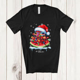 MacnyStore - Personalized Custom Name Santa Watermelon Sunglasses; Joyful Christmas Lights Family Group T-Shirt