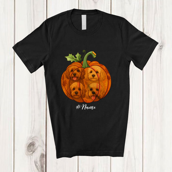 MacnyStore - Personalized Custom Name Fall Cockapoo Pumpkin; Happy Thanksgiving Halloween Family T-Shirt