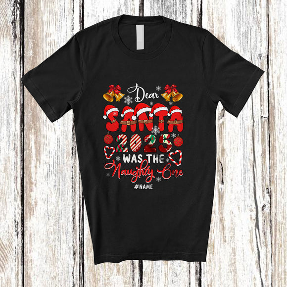 MacnyStore - Personalized Custom Name Dear Santa 2025 Was The Naughty One; Sarcastic Christmas Snow Family T-Shirt