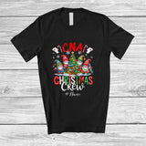 MacnyStore - Personalized Custom Name CNA Christmas Crew; Adorable Nurse Gnomes Squad With X-mas Tree T-Shirt