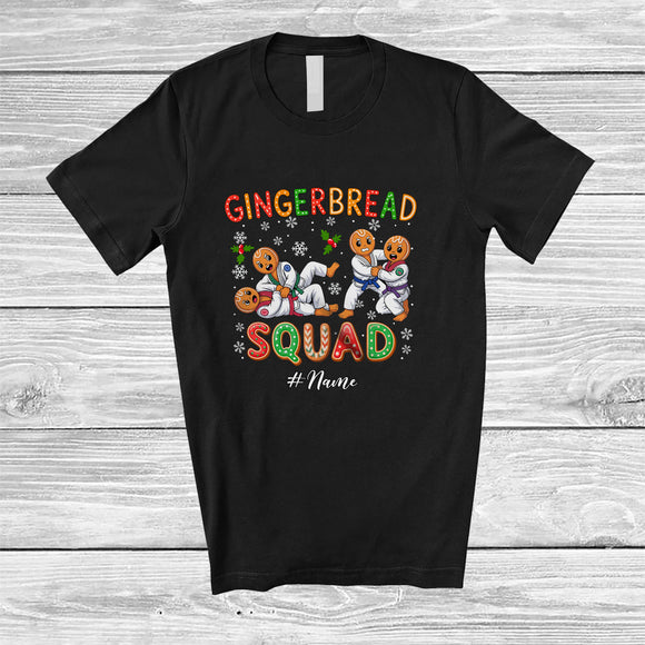 MacnyStore - Personalized Custom Name Gingerbread Squad; Humorous Christmas Jiu Jitsu Baking Baker; Family T-Shirt