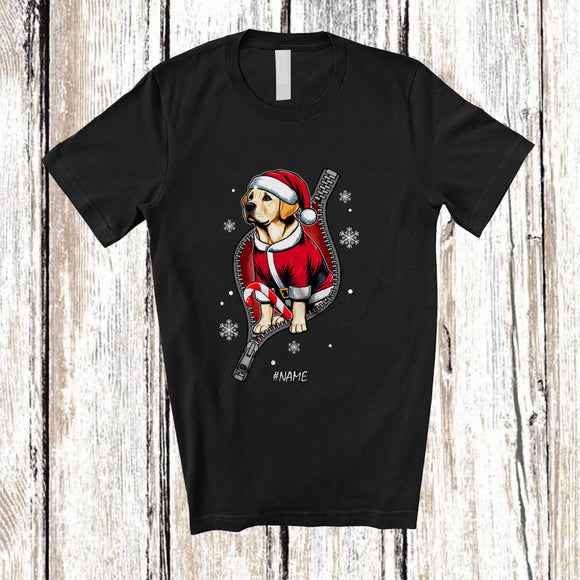 MacnyStore - Personalized Custom Name Labrador Retriever Santa Going Out Zipper; Lovely Christmas Family T-Shirt