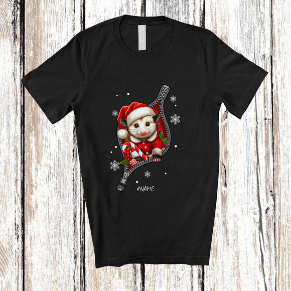 MacnyStore - Personalized Custom Name Opossum Santa Going Out; Lovely Christmas Pajama Family T-Shirt