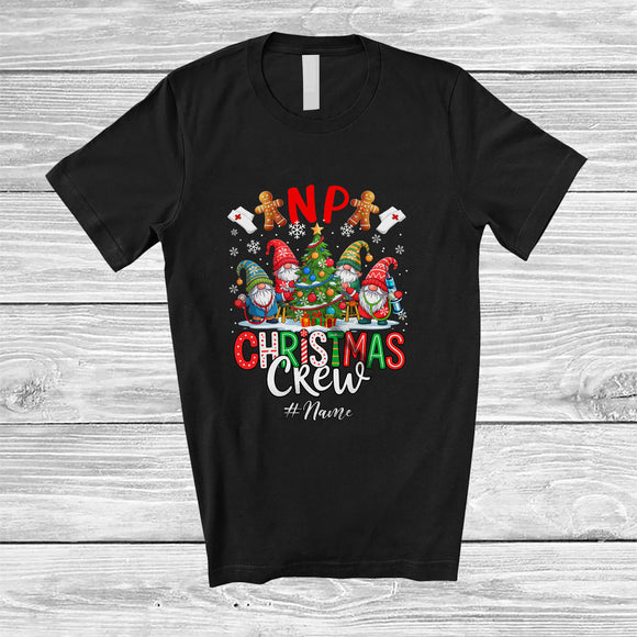MacnyStore - Personalized Custom Name NP Christmas Crew; Adorable Nurse Gnomes Squad With X-mas Tree T-Shirt