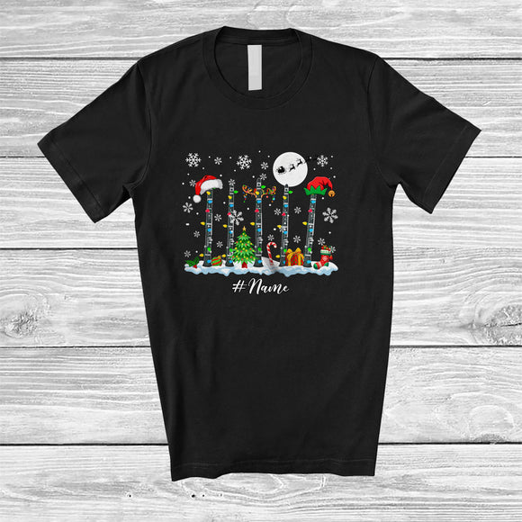 MacnyStore - Personalized Custom Name Santa Elf Clarinet Snowing; Joyful Christmas Musical Instruments Player T-Shirt