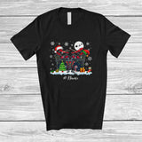MacnyStore - Personalized Custom Name Santa Elf Drum Snowing; Joyful Christmas Musical Instruments Player T-Shirt