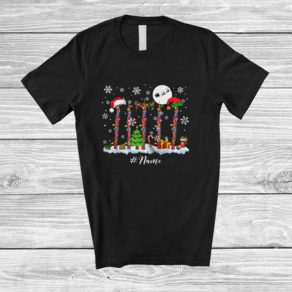 MacnyStore - Personalized Custom Name Santa Elf Oboe Snowing; Joyful Christmas Musical Instruments Player T-Shirt