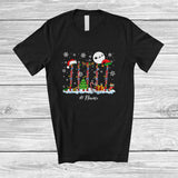 MacnyStore - Personalized Custom Name Santa Elf Oboe Snowing; Joyful Christmas Musical Instruments Player T-Shirt