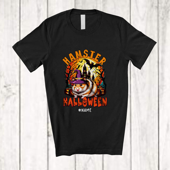 MacnyStore - Personalized Custom Name Hamster Halloween; Scary Moon Costume Witch Hamster Animal T-Shirt
