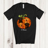 MacnyStore - Personalized Custom Name Fall Labrador Retriever Pumpkin; Happy Thanksgiving Halloween T-Shirt