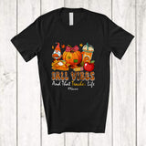 MacnyStore - Personalized Custom Name Fall And That Teacher; Happy Thanksgiving Leopard Pencil Pumpkin T-Shirt