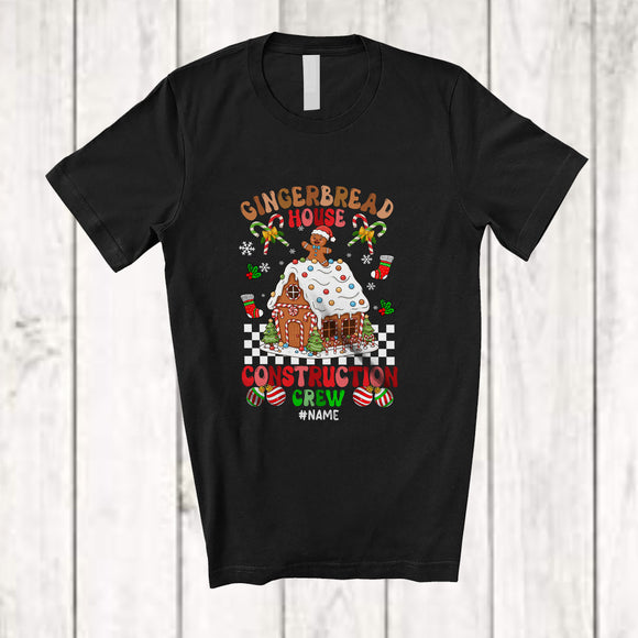 MacnyStore - Personalized Custom Name Gingerbread House Construction Crew; Merry Christmas Candy Canes Baker T-Shirt