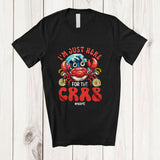 MacnyStore - Personalized Custom Name Just Here For The Crab; Humorous Seafood Boil Party Fishing Food T-Shirt