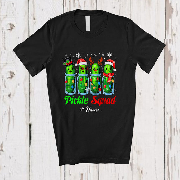 MacnyStore - Personalized Custom Name Pickle Squad; Humorous Christmas Four Pickle Cucumber In Canning T-Shirt