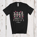 MacnyStore - Personalized Custom Name Pink Ribbon Skeleton Dancing; Amusing Halloween Breast Cancer T-Shirt