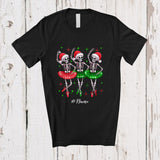 MacnyStore - Personalized Custom Name Three Santa Ballet Skeleton Dancing; Joyful Christmas Women Girls Dancer T-Shirt