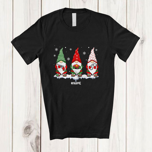MacnyStore - Personalized Custom Name Three Police Officer Gnomes Crew; Lovely Christmas Gnomies Jobs T-Shirt