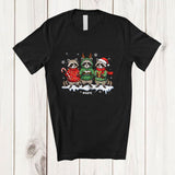 MacnyStore - Personalized Custom Name Three Santa Reindeer Raccoon; Humorous Christmas Feral Wild Animal T-Shirt