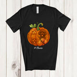 MacnyStore - Personalized Custom Name Fall Poodle Pumpkin; Happy Thanksgiving Halloween Family T-Shirt