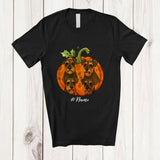 MacnyStore - Personalized Custom Name Fall Schnauzer Pumpkin; Happy Thanksgiving Halloween Family T-Shirt