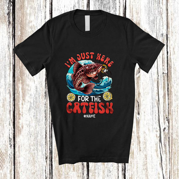 MacnyStore - Personalized Custom Name Here For The Catfish; Humorous Seafood Boil Party Fishing Food T-Shirt