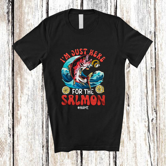 MacnyStore - Personalized Custom Name Here For The Salmon; Humorous Seafood Boil Party Fishing Food T-Shirt