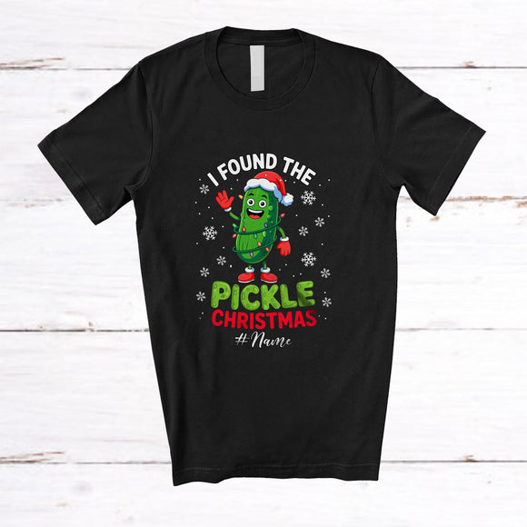 MacnyStore - Personalized Custom Name I Found The Pickle Christmas; Humorous X-mas Lights Santa Pickle T-Shirt