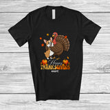 MacnyStore - Personalized Custom Name Happy Thanksgiving; Lovely Corgi Hugs Turkey Fall; Friends T-Shirt