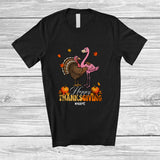 MacnyStore - Personalized Custom Name Happy Thanksgiving; Lovely Flamingo Hugs Turkey Fall; Friends T-Shirt