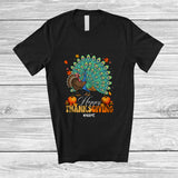 MacnyStore - Personalized Custom Name Happy Thanksgiving; Lovely Peacock Hugs Turkey Fall; Friends T-Shirt