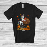 MacnyStore - Personalized Custom Name Happy Thanksgiving; Lovely Unicorn Hugs Turkey Fall; Friends T-Shirt