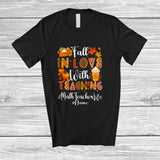 MacnyStore - Personalized Custom Name Math Teacher In Love With Teaching; Happy Thanksgiving Fall Pumpkin T-Shirt