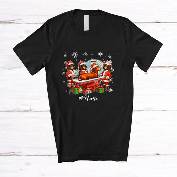 MacnyStore - Personalized Custom Name Radiology Santa Dachshund Owner; Lovely Christmas X-Ray; Family T-Shirt