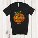 MacnyStore - Personalized Custom Name Fall Shih Tzu Pumpkin; Happy Thanksgiving Halloween Family T-Shirt