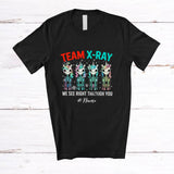 MacnyStore - Personalized Custom Name Team X-Ray; Joyful Christmas Four Skeleton Unicorn Owner Lover T-Shirt