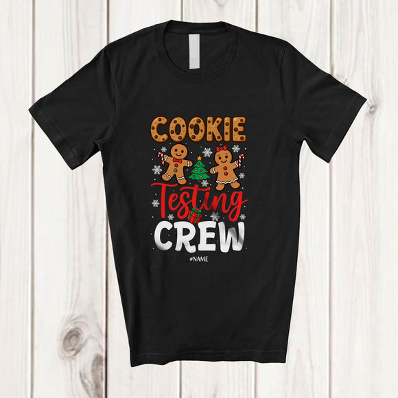 MacnyStore - Personalized Custom Name Cookie Testing Crew; Cheerful Christmas Couple Gingerbread Baker T-Shirt