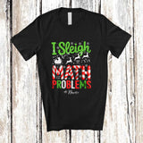 MacnyStore - Personalized Custom Name I Sleigh Math Problems; Cheerful Christmas Santa Math Teacher T-Shirt