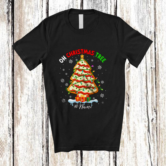 MacnyStore - Personalized Custom Name Oh Christmas Tree; Amazing Christmas Lights Tree Cake; Family Group T-Shirt