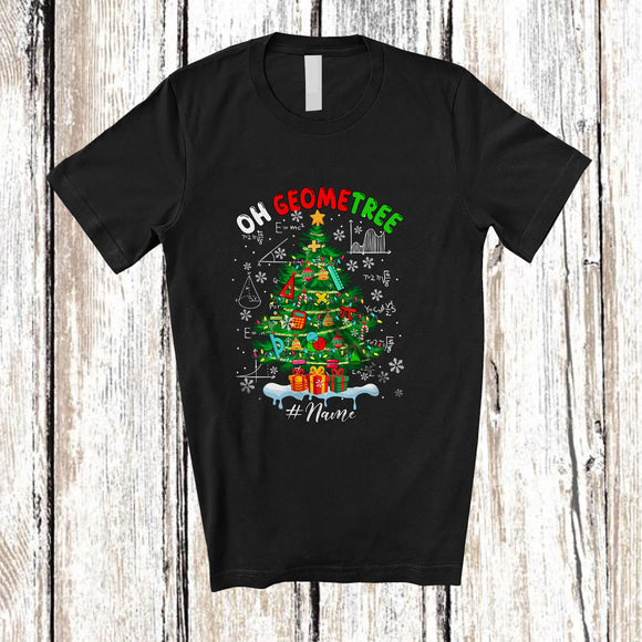 MacnyStore - Personalized Custom Name Oh Geometree; Amazing Christmas Tree Math Number; Students Teacher T-Shirt