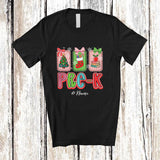 MacnyStore - Personalized Custom Name Pre-K; Lovely Christmas Tree Sock Books; Teacher Appreciation T-Shirt