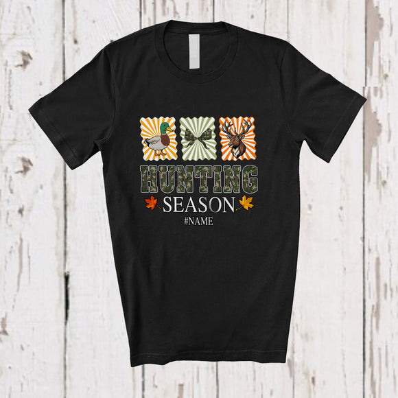 MacnyStore - Personalized Custom Name Hunting Season; Awesome Christmas Duck Bow Tie Deer Hunter T-Shirt