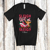 MacnyStore - Personalized Custom Name Sleigh Girl; Humorous Christmas Pink Gingerbread Sleigh Santa Baker T-Shirt