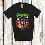 MacnyStore - Personalized Custom Name Sleighing Math Problems; Humorous Christmas Santa Math Teacher T-Shirt