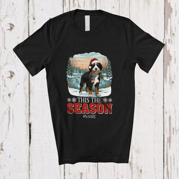 MacnyStore - Personalized Custom Name This The Season; Joyful Christmas Santa Bernedoodles Hunting Hunter T-Shirt