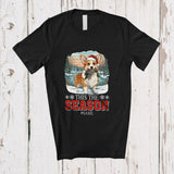 MacnyStore - Personalized Custom Name This The Season; Joyful Christmas Santa Corgi Hunting Hunter T-Shirt