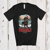 MacnyStore - Personalized Custom Name This The Season; Joyful Christmas Santa Dachshund Hunting Hunter T-Shirt