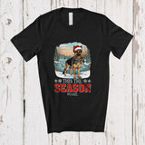 MacnyStore - Personalized Custom Name This The Season; Joyful Christmas Santa German Shepherd Hunting T-Shirt