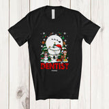 MacnyStore - Personalized Custom Name Dentist; Joyful Christmas Reindeer Snowman; Proud Jobs Family T-Shirt