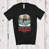 MacnyStore - Personalized Custom Name This The Season; Joyful Christmas Santa Husky Hunting Hunter T-Shirt