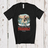 MacnyStore - Personalized Custom Name This The Season; Joyful Christmas Santa Pug Hunting Hunter T-Shirt